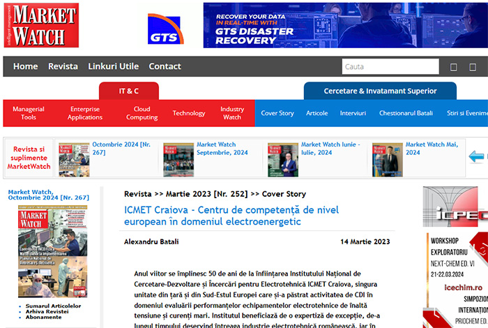 ICMET Craiova - Centru de competență de nivel european în domeniul electroenergetic