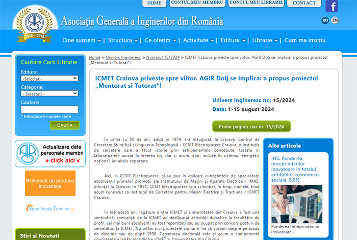 ICMET Craiova priveste spre viitor. AGIR Dolj se implica: a propus proiectul „Mentorat si Tutorat“!